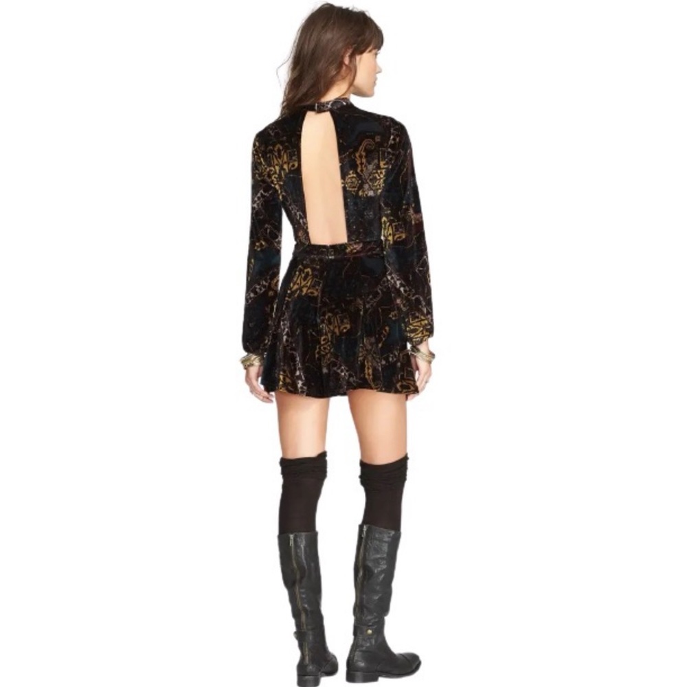 Free People Velvet Open Back Romper Emerald Combo - Picture 2 of 6